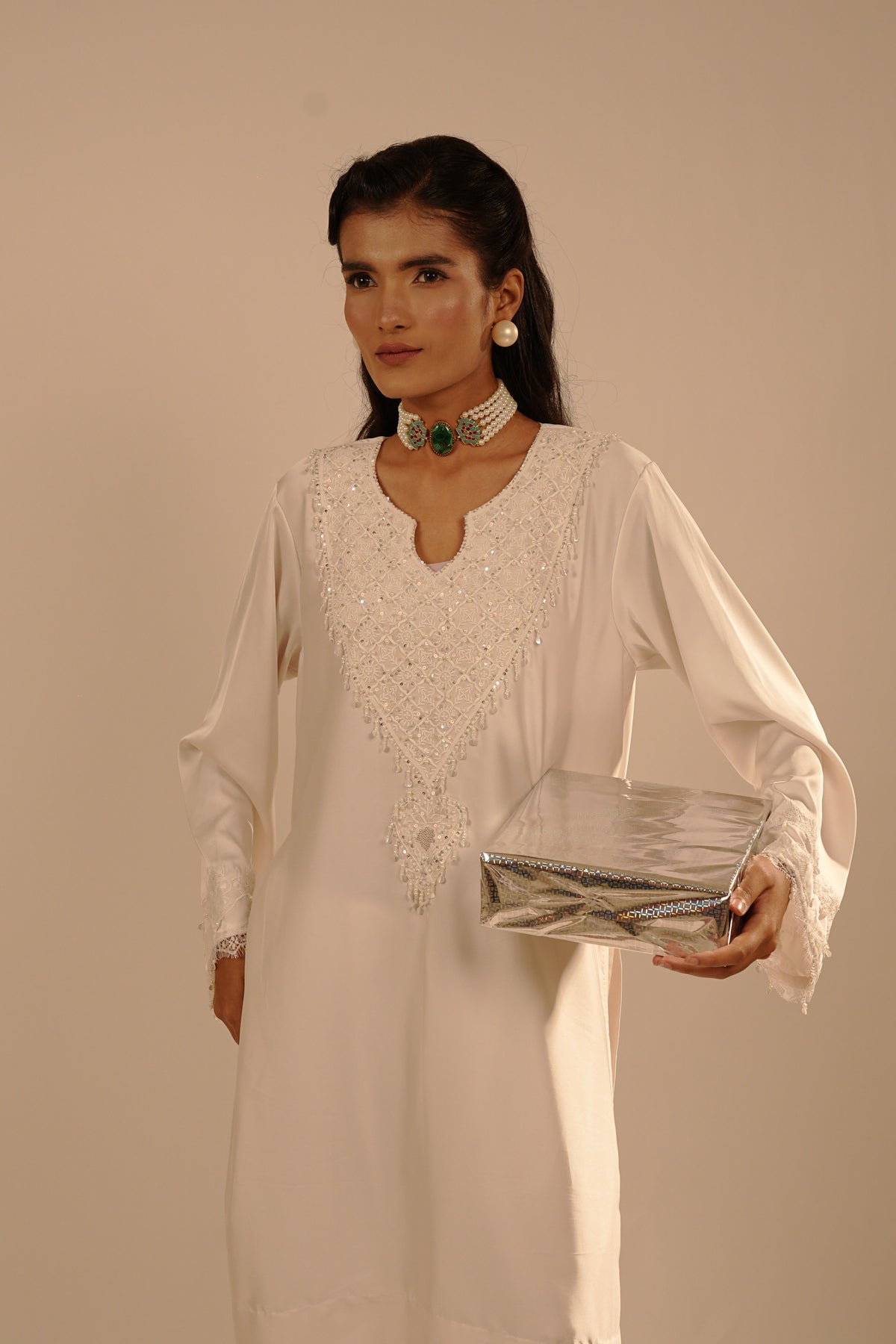 Tia White Dhoti Set