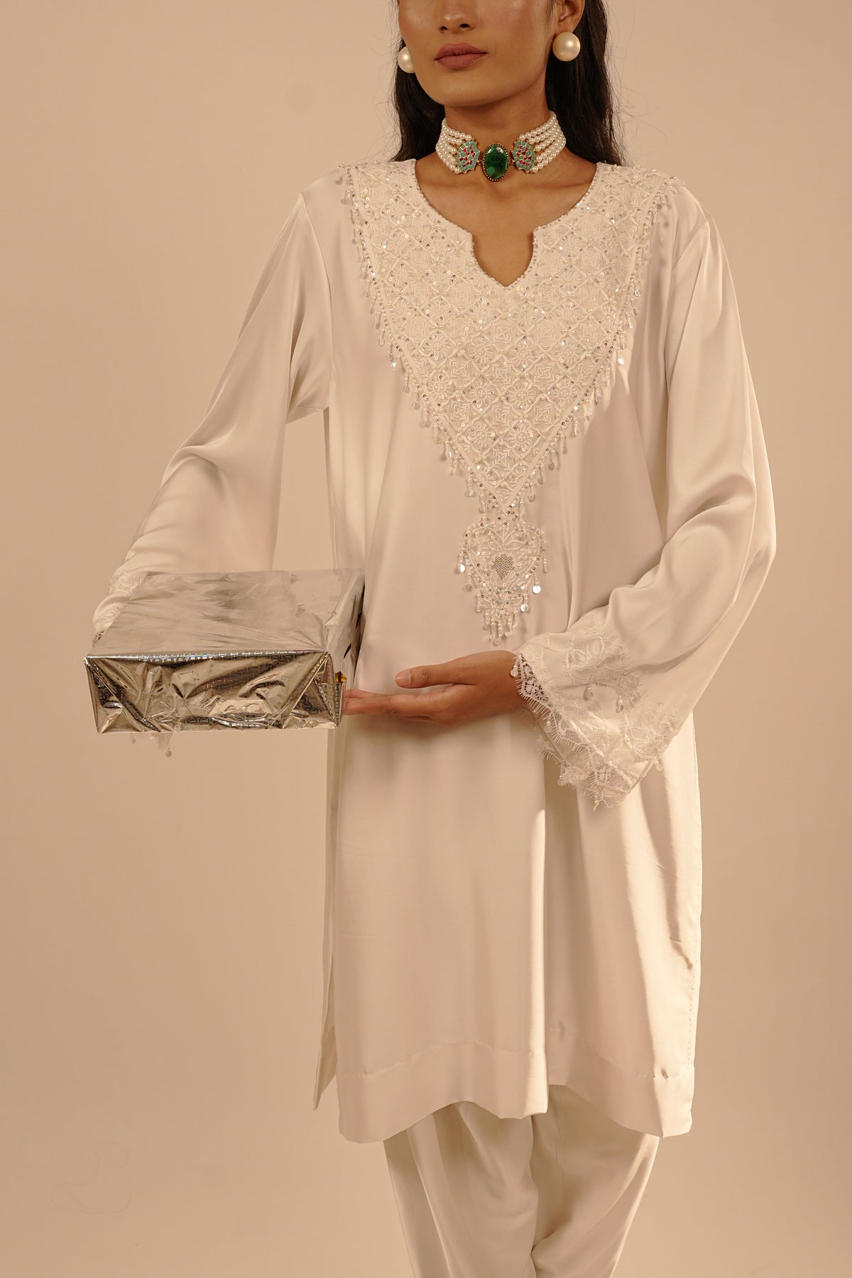 Tia White Dhoti Set